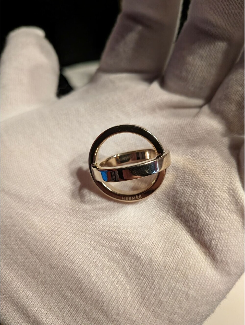 Hermes Gold Tone Cosmos Scarf Ring GP Authentic Vintage